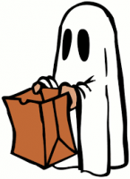 Halloween ghost with candy bag